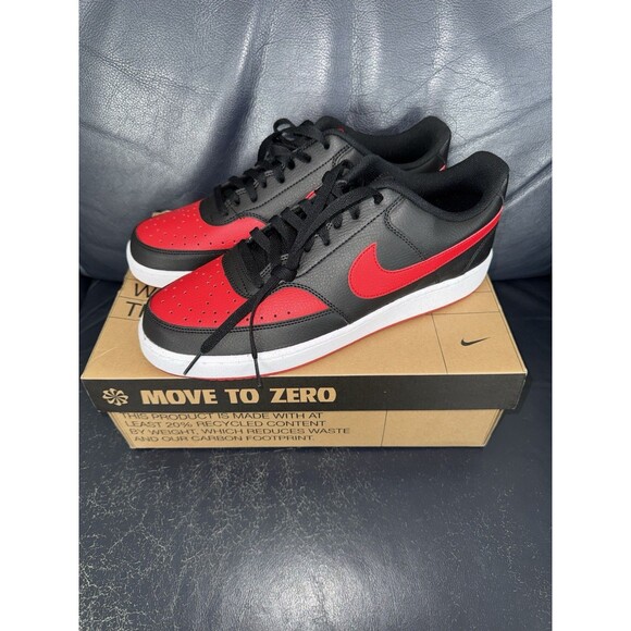 Nike Court Vision Lo NN Shoes Men\'s Size 12 Black Red White Sneakers FJ0685-010